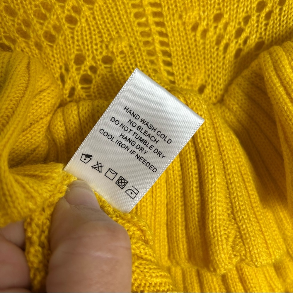 Tularosa Bright Yellow Ruffled Statement Sleeve Sweater NWT SZS - Picture 7 of 7